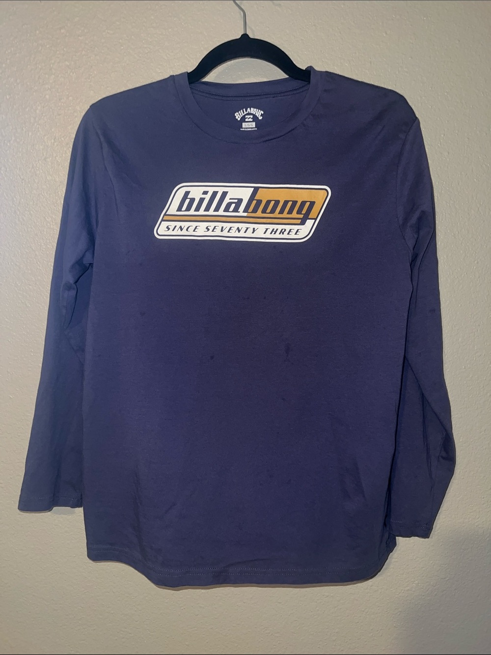 Billabong Navy Long Sleeve Tee with Gold Logo